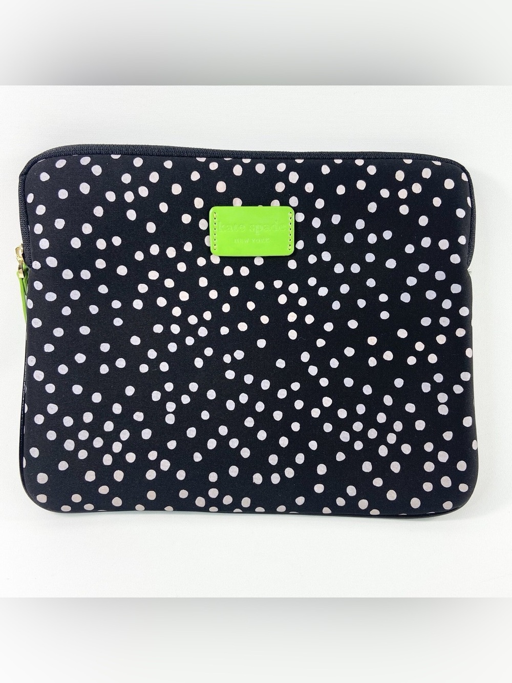Kate Spade Zipper Padded Pouch Case Black White Polka Dots iPad like trim/lining